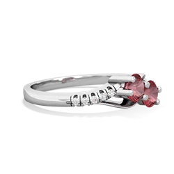 Pink Tourmaline Infinity Pave Two Stone 14K White Gold ring R5285