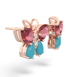 Pink Tourmaline Butterfly 14K Rose Gold earrings E2215