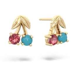 Pink Tourmaline Sweet Cherries 14K Yellow Gold earrings E7001