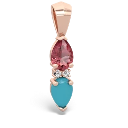 Pink Tourmaline Bowtie Drop 14K Rose Gold pendant P0865