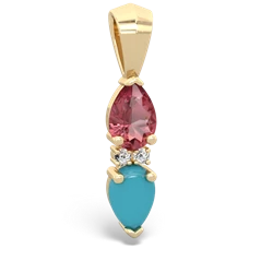 Pink Tourmaline Bowtie Drop 14K Yellow Gold pendant P0865