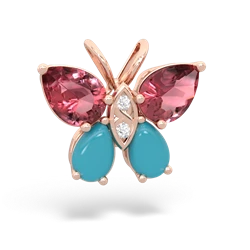 Pink Tourmaline Butterfly 14K Rose Gold pendant P2215