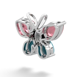 Pink Tourmaline Butterfly 14K White Gold pendant P2215