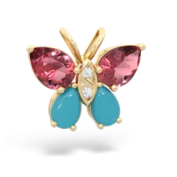 Pink Tourmaline Butterfly 14K Yellow Gold pendant P2215