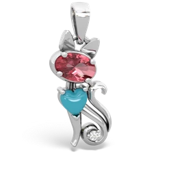 Pink Tourmaline Kitten 14K White Gold pendant P5780