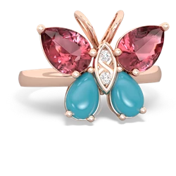 Pink Tourmaline Butterfly 14K Rose Gold ring R2215
