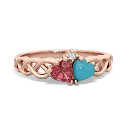 Pink Tourmaline Heart To Heart Braid 14K Rose Gold ring R5870