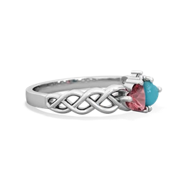 Pink Tourmaline Heart To Heart Braid 14K White Gold ring R5870