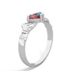 Pink Tourmaline 'Our Heart' Claddagh 14K White Gold ring R2388