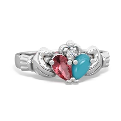 Pink Tourmaline 'Our Heart' Claddagh 14K White Gold ring R2388