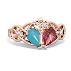 Pink Tourmaline 'One Heart' Celtic Knot Claddagh 14K Rose Gold ring R5322