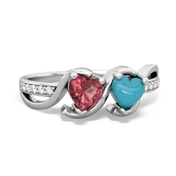 Pink Tourmaline Side By Side 14K White Gold ring R3090