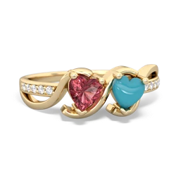 Pink Tourmaline Side By Side 14K Yellow Gold ring R3090