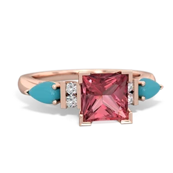 Pink Tourmaline 6Mm Princess Eternal Embrace Engagement 14K Rose Gold ring C2002