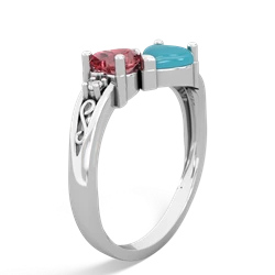 Pink Tourmaline Snuggling Hearts 14K White Gold ring R2178