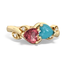 Pink Tourmaline Floral Elegance 14K Yellow Gold ring R5790