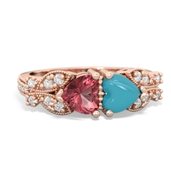 Pink Tourmaline Diamond Butterflies 14K Rose Gold ring R5601