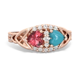 Pink Tourmaline Sparkling Celtic Knot 14K Rose Gold ring R2645