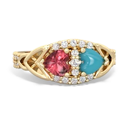 Pink Tourmaline Sparkling Celtic Knot 14K Yellow Gold ring R2645