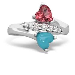 Pink Tourmaline Heart To Heart 14K White Gold ring R2064