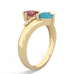 Pink Tourmaline Heart To Heart 14K Yellow Gold ring R2064