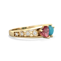 Pink Tourmaline Heart To Heart 14K Yellow Gold ring R3342