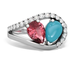 Pink Tourmaline Nestled Heart Keepsake 14K White Gold ring R5650