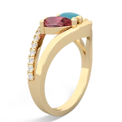 Pink Tourmaline Nestled Heart Keepsake 14K Yellow Gold ring R5650