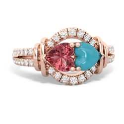 Pink Tourmaline Art-Deco Keepsake 14K Rose Gold ring R5630