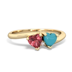 Pink Tourmaline Sweethearts 14K Yellow Gold ring R5260