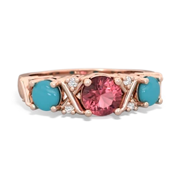 Pink Tourmaline Hugs And Kisses 14K Rose Gold ring R5016