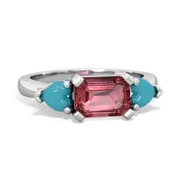 Pink Tourmaline Three Stone 14K White Gold ring R5235