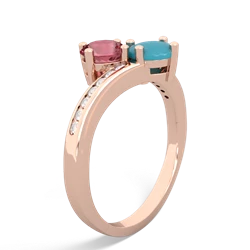 Pink Tourmaline Channel Set Two Stone 14K Rose Gold ring R5303