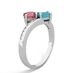 Pink Tourmaline Channel Set Two Stone 14K White Gold ring R5303