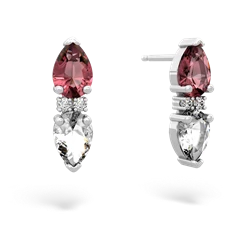 Pink Tourmaline Bowtie Drop 14K White Gold earrings E0865