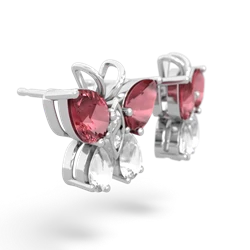 Pink Tourmaline Butterfly 14K White Gold earrings E2215