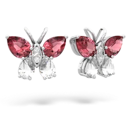 Pink Tourmaline Butterfly 14K White Gold earrings E2215