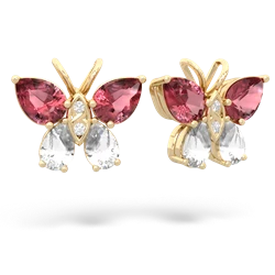 Pink Tourmaline Butterfly 14K Yellow Gold earrings E2215