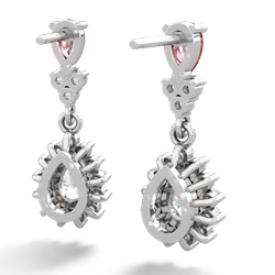 Pink Tourmaline Halo Pear Dangle 14K White Gold earrings E1882