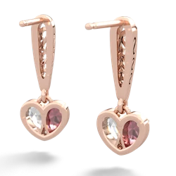 Pink Tourmaline Filligree Heart 14K Rose Gold earrings E5070