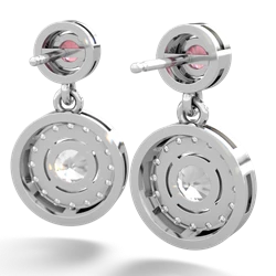 Pink Tourmaline Halo Dangle 14K White Gold earrings E5319