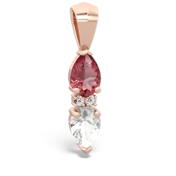 Pink Tourmaline Bowtie Drop 14K Rose Gold pendant P0865