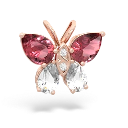 Pink Tourmaline Butterfly 14K Rose Gold pendant P2215