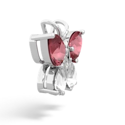 Pink Tourmaline Butterfly 14K White Gold pendant P2215