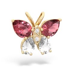 Pink Tourmaline Butterfly 14K Yellow Gold pendant P2215
