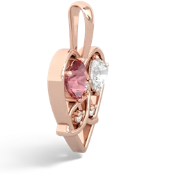 Pink Tourmaline Celtic Trinity Heart 14K Rose Gold pendant P5331