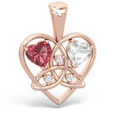 Pink Tourmaline Celtic Trinity Heart 14K Rose Gold pendant P5331