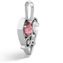 Pink Tourmaline Celtic Trinity Heart 14K White Gold pendant P5331