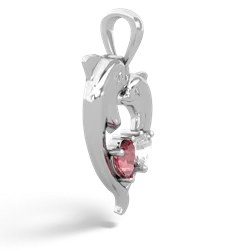 Pink Tourmaline Dolphin Heart 14K White Gold pendant P5820