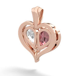 Pink Tourmaline Two Become One 14K Rose Gold pendant P5330